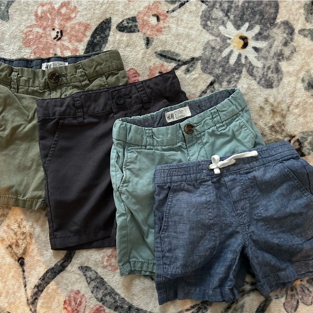 Lot of 4 2T Shorts Bundle - Denim Blue, Seafoam, Navy, Olive